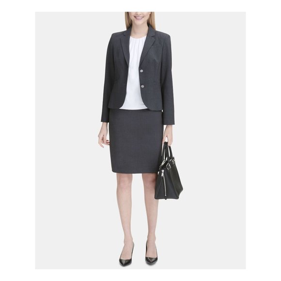Calvin Klein Women's Two Button Lux Blazer Dark Gray 8P - Picture 3 of 5